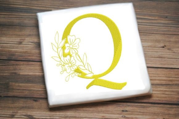 Q Floral Monogram Alphabet Decoration Review for Apparel Embroidery